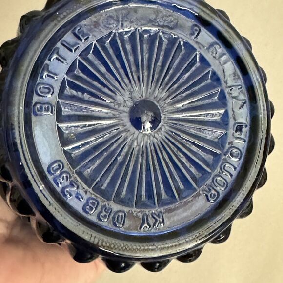 Vintage Jim Beam Cobalt Blue Decanter Kentucky Empty Glass Bottle w/ Stopper - Picture 8 of 13